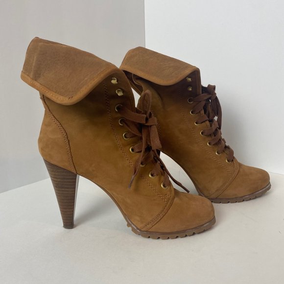Steve Madden Leather Lace Up Heeled Booties Size 6 - Picture 5 of 6